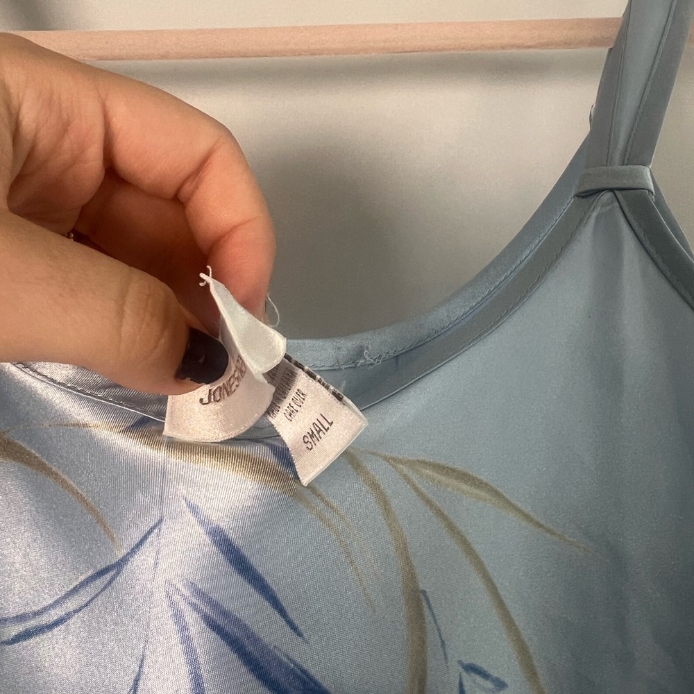 Jones New York Blue Slip Dress Silky Floral Nightgown - Picture 3 of 8